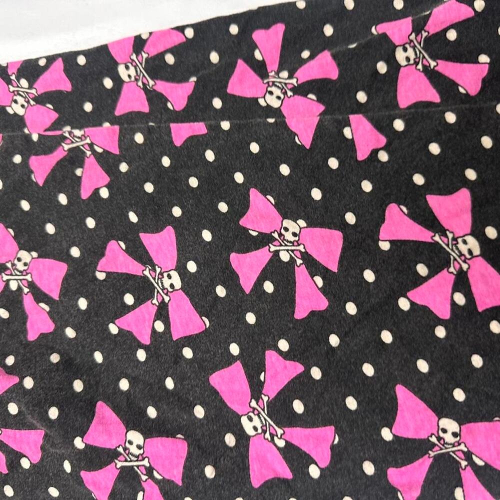 USA Ladies Black & White Polka Dots Skulls on Pink Bows Size Medium 100% Cotton - Picture 4 of 5